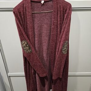 Pinkblush Maroon Cardigan with Textured Elbow Patches